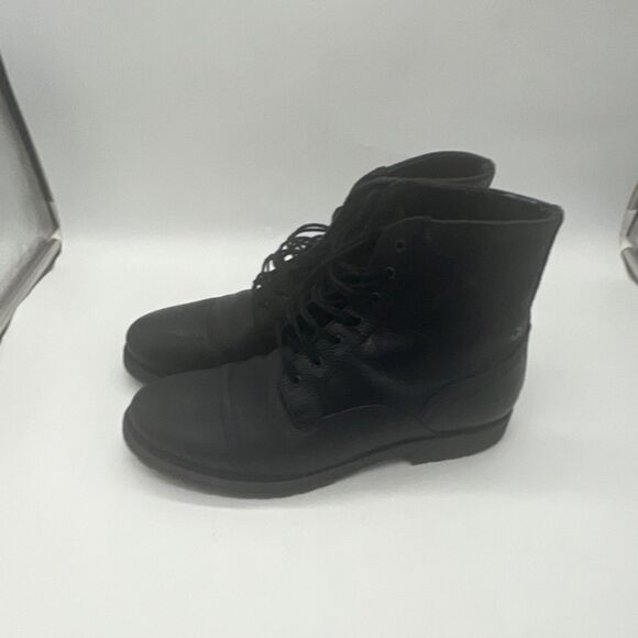 Diesel Black Leather Combat Boots Men’s US 40 Lace-Up Round Toe Ankle main image 15